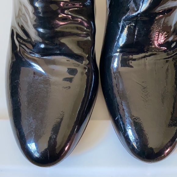 Franco Martini Made in Italy black leather lacquer boots gold buckle size 5.5 - Picture 5 of 9